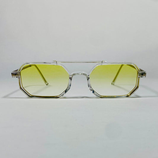 Lunettes de Soleil Vintage à Verres Jaune Citron – Monture Métallique Élégante