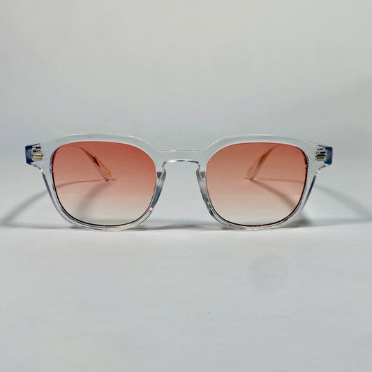 Lunettes de soleil rétro à monture transparente Verres dégradés rosés