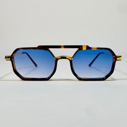 Lunettes de soleil écaille et verres bleus